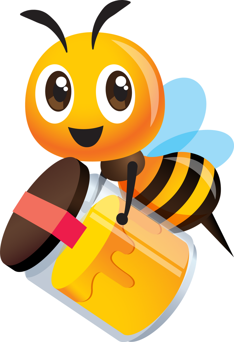 Cartoon Bee Holding a Jar of Honey